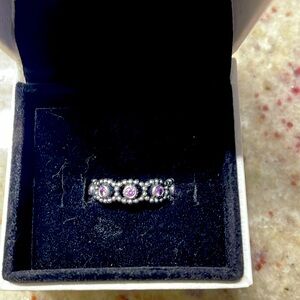 Pandora Purple CZ Her Majesty Rare Retired Stackable Band Ring Size 6